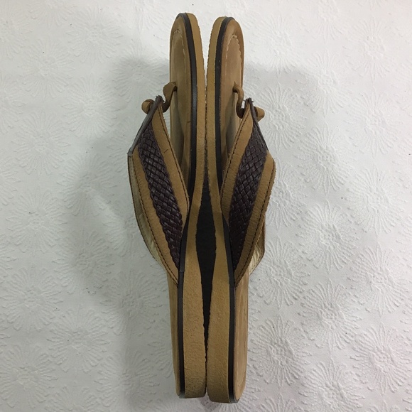 Tommy Bahama Men’s Anchored Brown/Tan Leather Flip Flops main image 4